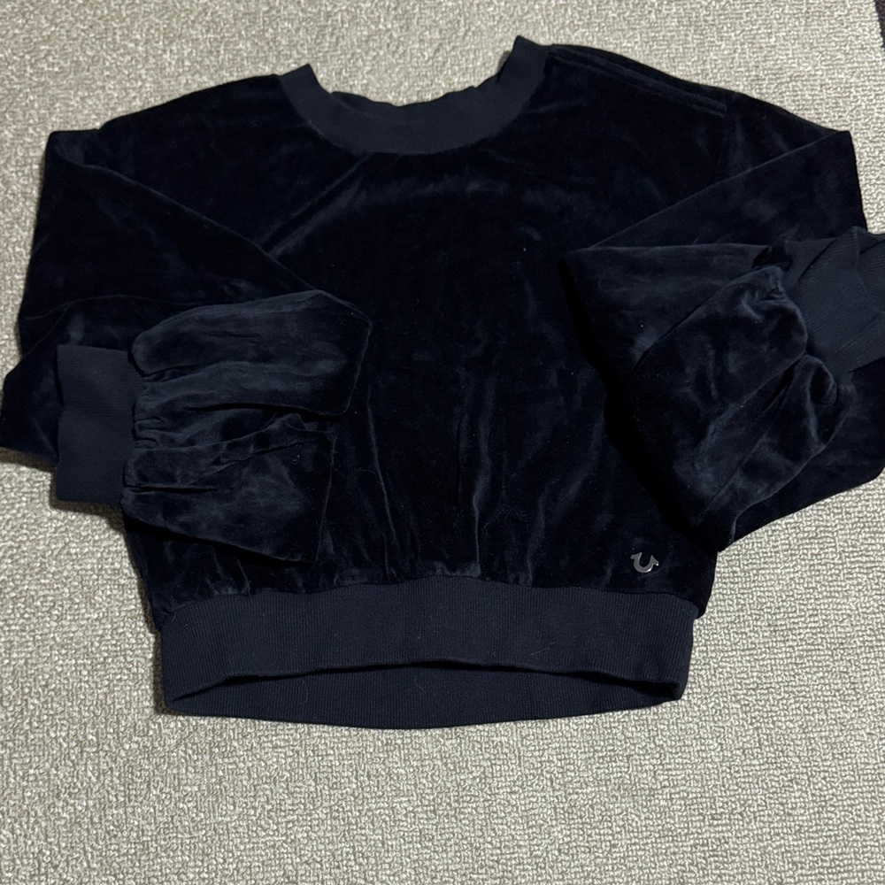 True religion black velour sweater